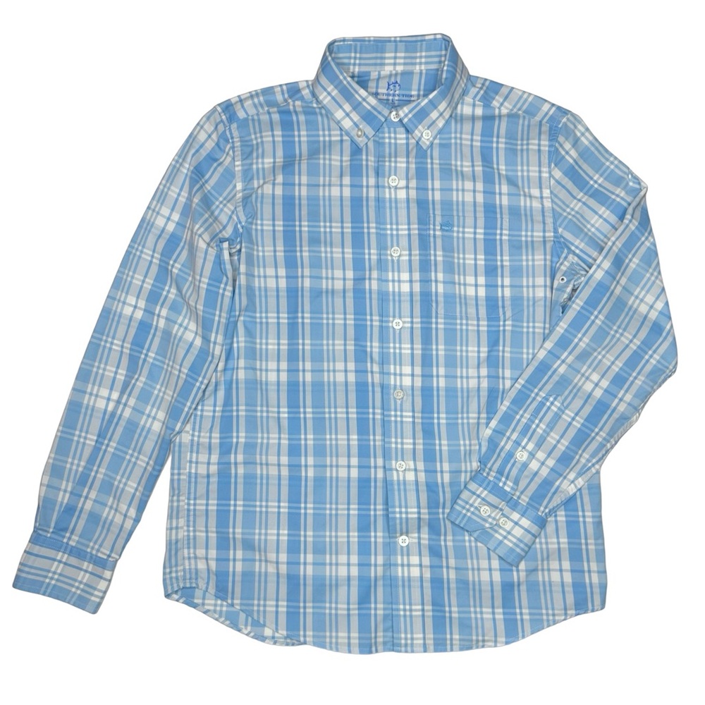 Southern Tide Youth Palm Canyon‎ Plaid Intercoastal Sport Shirt - Rain Water